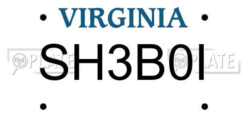 SH3B0I Virginia License Plate