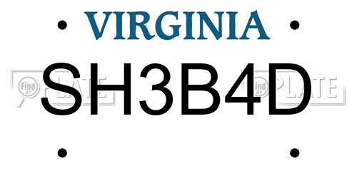 SH3B4D Virginia License Plate