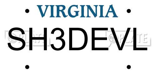 SH3DEVL Virginia License Plate