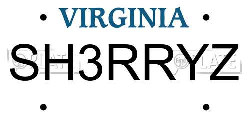 SH3RRYZ Virginia License Plate