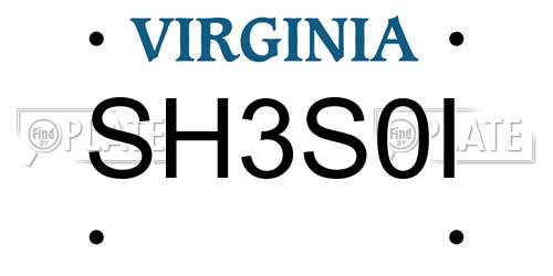 SH3S0I Virginia License Plate