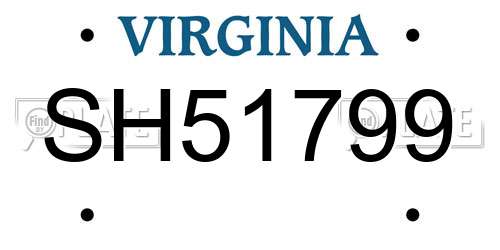 SH51799 Virginia License Plate