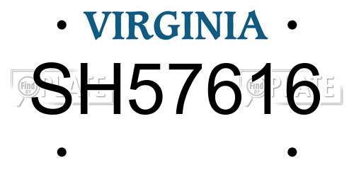 SH57616 Virginia License Plate