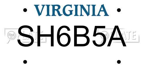 SH6B5A Virginia License Plate