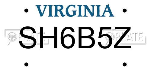 SH6B5Z Virginia License Plate