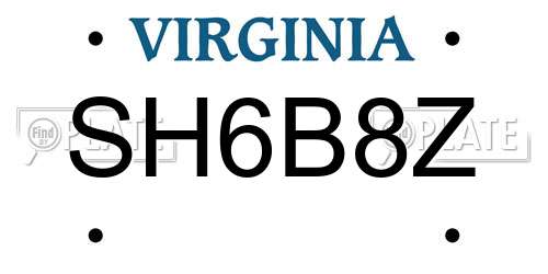 SH6B8Z Virginia License Plate