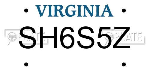 SH6S5Z Virginia License Plate