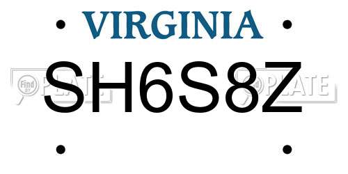 SH6S8Z Virginia License Plate
