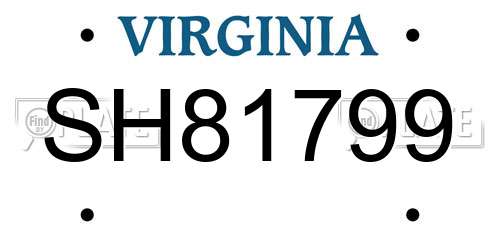 SH81799 Virginia License Plate