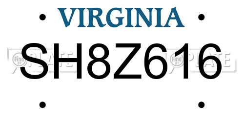 SH8Z616 Virginia License Plate