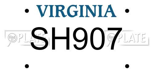 SH907 Virginia License Plate