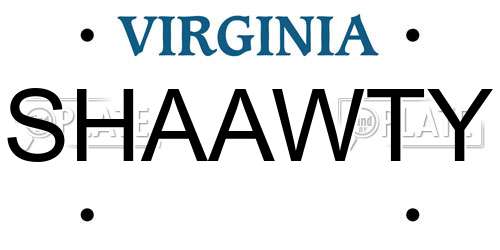 SHAAWTY Virginia License Plate
