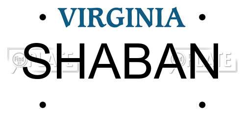 SHABAN Virginia License Plate