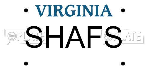 SHAFS Virginia License Plate