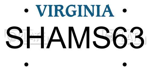 SHAMS63 Virginia License Plate