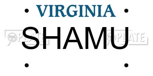 SHAMU Virginia License Plate