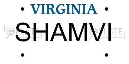 SHAMVI Virginia License Plate