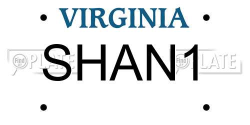 SHAN1 Virginia License Plate
