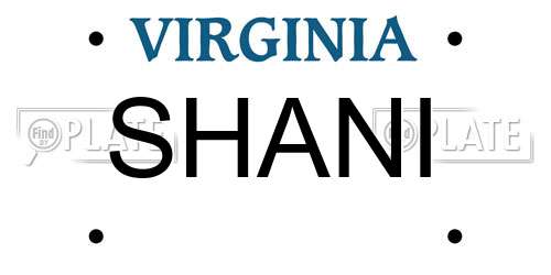 SHANI Virginia License Plate