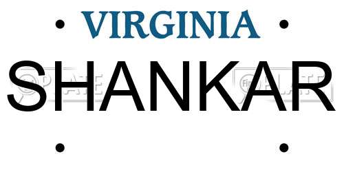 SHANKAR Virginia License Plate