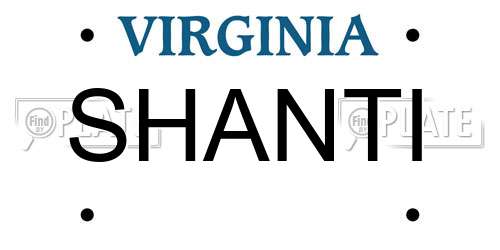 SHANTI Virginia License Plate