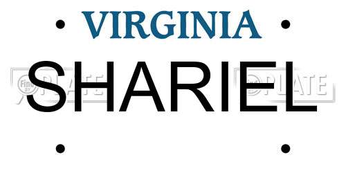 SHARIEL Virginia License Plate
