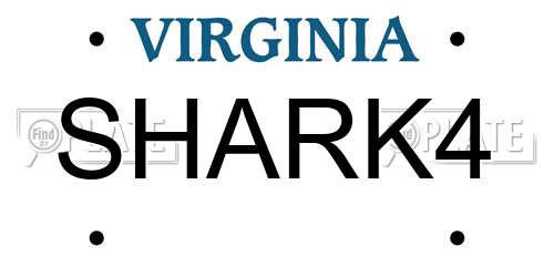 SHARK4 Virginia License Plate