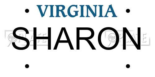 SHARON Virginia License Plate