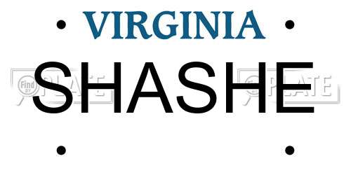 SHASHE Virginia License Plate