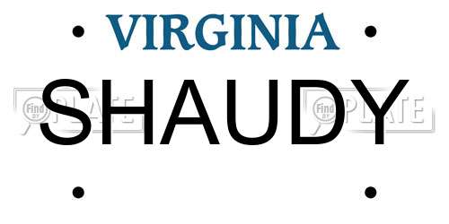 SHAUDY Virginia License Plate