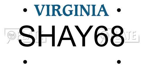 SHAY68 Virginia License Plate