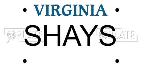 SHAYS Virginia License Plate
