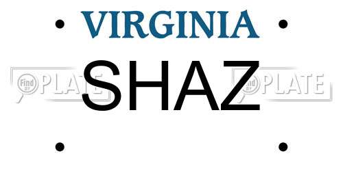 SHAZ Virginia License Plate