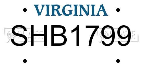 SHB1799 Virginia License Plate