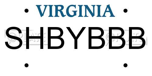 SHBYBBB Virginia License Plate