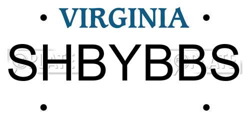 SHBYBBS Virginia License Plate