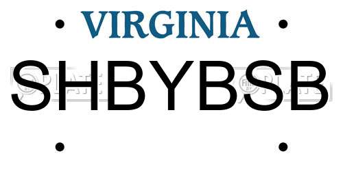 SHBYBSB Virginia License Plate