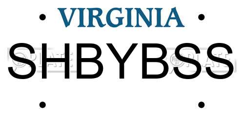 SHBYBSS Virginia License Plate