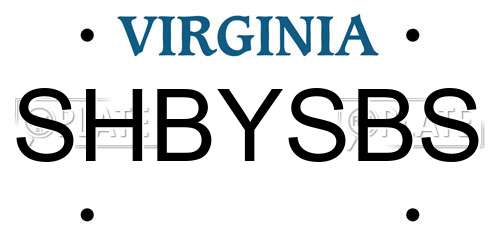 SHBYSBS Virginia License Plate