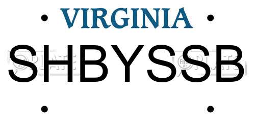 SHBYSSB Virginia License Plate