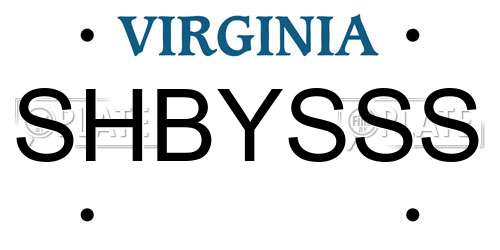 SHBYSSS Virginia License Plate