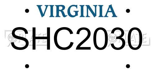 SHC2030 Virginia License Plate