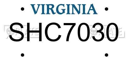 SHC7030 Virginia License Plate