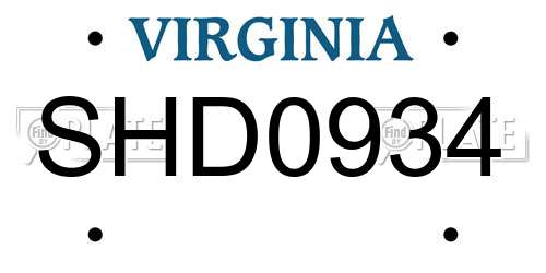 SHD0934 Virginia License Plate