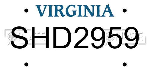 SHD2959 Virginia License Plate