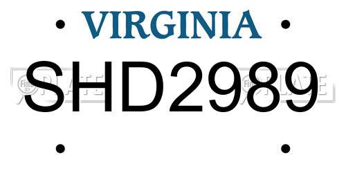 SHD2989 Virginia License Plate
