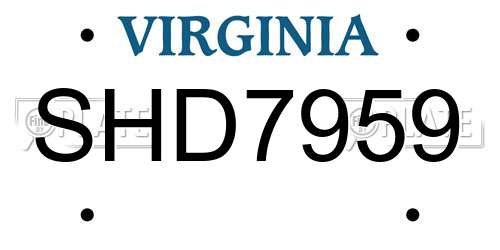 SHD7959 Virginia License Plate