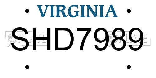 SHD7989 Virginia License Plate