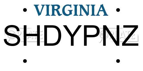 SHDYPNZ Virginia License Plate