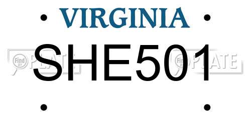 SHE501 Virginia License Plate